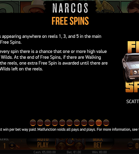 Free Spins description - Narcos